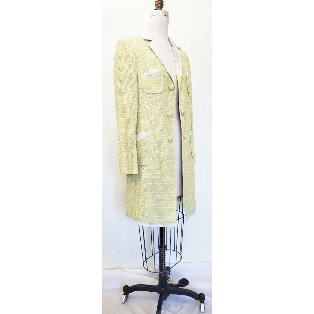 Sigrid Olsen Womens Long Jacket Sport Coat Orchid Moon Lime Green Cotton 10 NWT